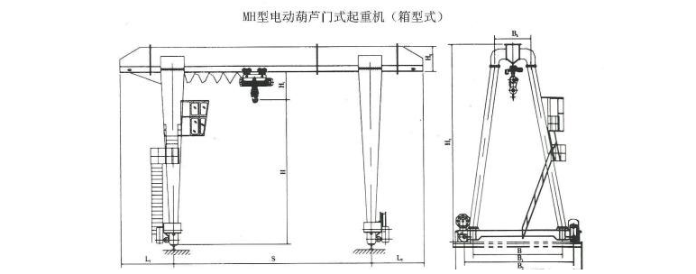 MH型电动葫芦单梁门式91抖音在线观看机结构图